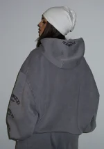 Old English Pullover Hoodie Washed Vintage Grey-5