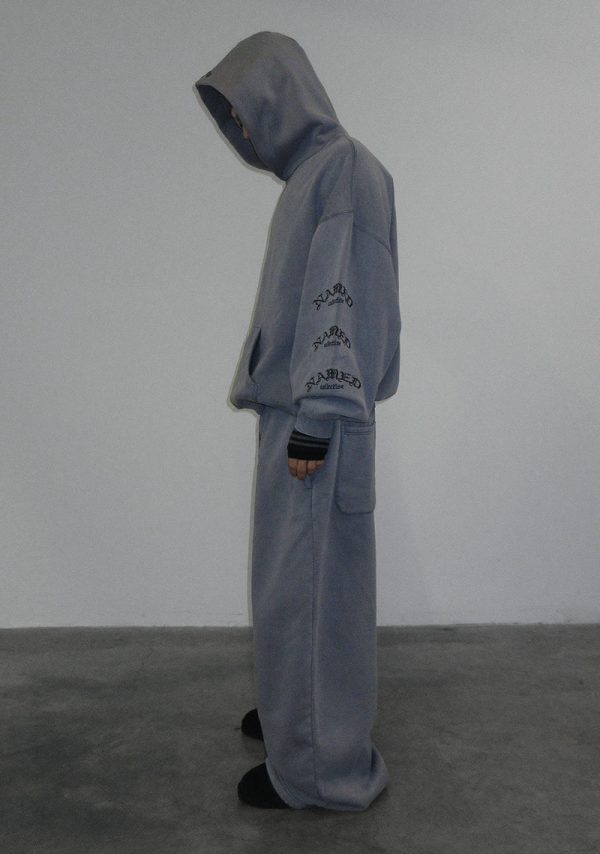 Old English Pullover Hoodie Washed Vintage Grey-6