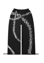 Omen Rhinestone Oversized Sweatpants Black-7
