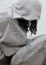 Omen Rhinestone Oversized Sweatpants Smoke Grey-2