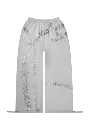 Omen Rhinestone Oversized Sweatpants Smoke Grey
