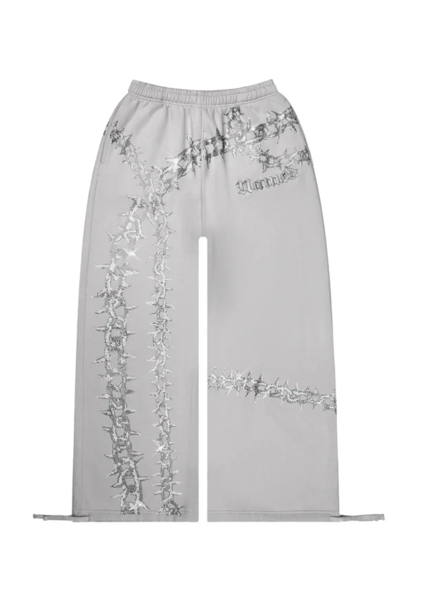 Omen Rhinestone Oversized Sweatpants Smoke Grey