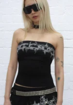 Omen Rhinestone Tube Top Black-1