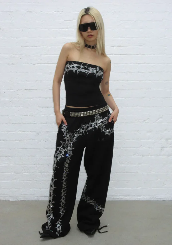 Omen Rhinestone Tube Top Black-4