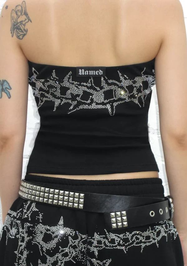 Omen Rhinestone Tube Top Black-5