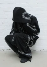 Omen Rhinestone ZIP Hoodie Black-7