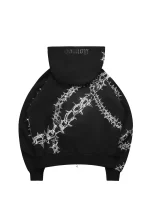 Omen Rhinestone ZIP Hoodie Black-8