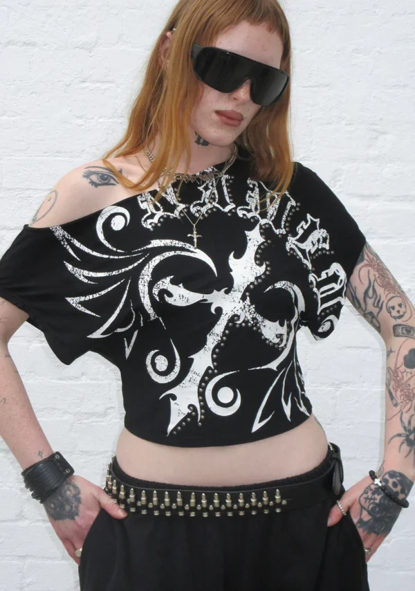 Outlaw Off The Shoulder Top Black-7