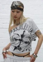 Outlaw Off The Shoulder Top Grey Marl-1