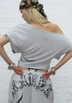 Outlaw Off The Shoulder Top Grey Marl-2