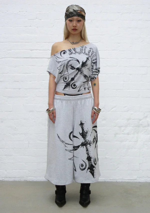 Outlaw Off The Shoulder Top Grey Marl-3