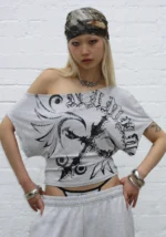 Outlaw Off The Shoulder Top Grey Marl-5