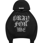 Pray For Me Rhinestone Pullover Hoodie Black
