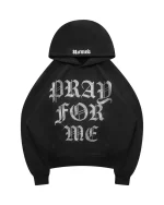 Pray For Me Rhinestone Pullover Hoodie Black