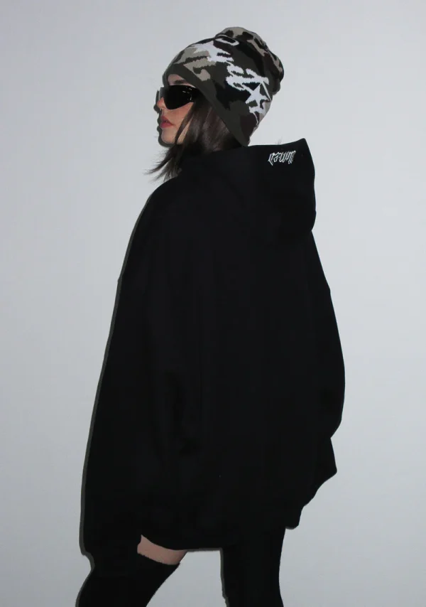 Pray For Me Rhinestone Pullover Hoodie Black-3