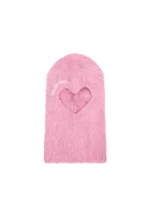 Prey Fluffy Knit Heart Balaclava Baby Pink