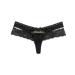 Rebel Double Layer Lace Thong Black