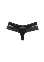 Rebel Double Layer Lace Thong Black