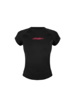 Rebel Lace Up Baby Tee Black And Red-5