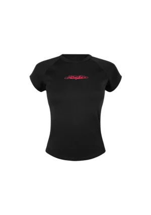 Rebel Lace Up Baby Tee Black And Red-5