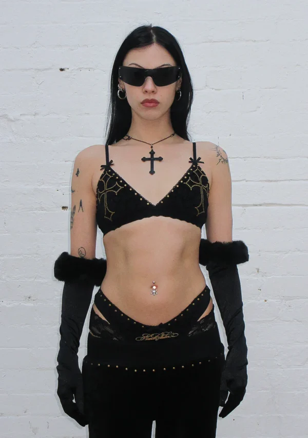 Rebel Studded Bralette Black-1