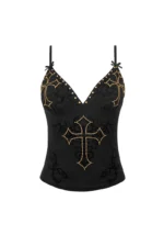 Rebel Studded Cami Top Black