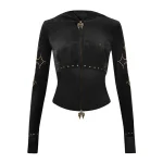 Rebel Studded Velour ZIP Hoodie Black
