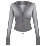 Rumour Studded Fitted ZIP Hoodie Gradient Grey