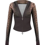 Rumour Studded Fitted ZIP Hoodie Leopard