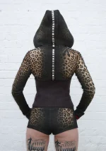Rumour Studded Fitted ZIP Hoodie Leopard-2