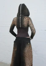 Rumour Studded Fitted ZIP Hoodie Leopard-4