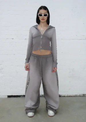 Rumour Studded Oversized Sweatpants Gradient Grey-1