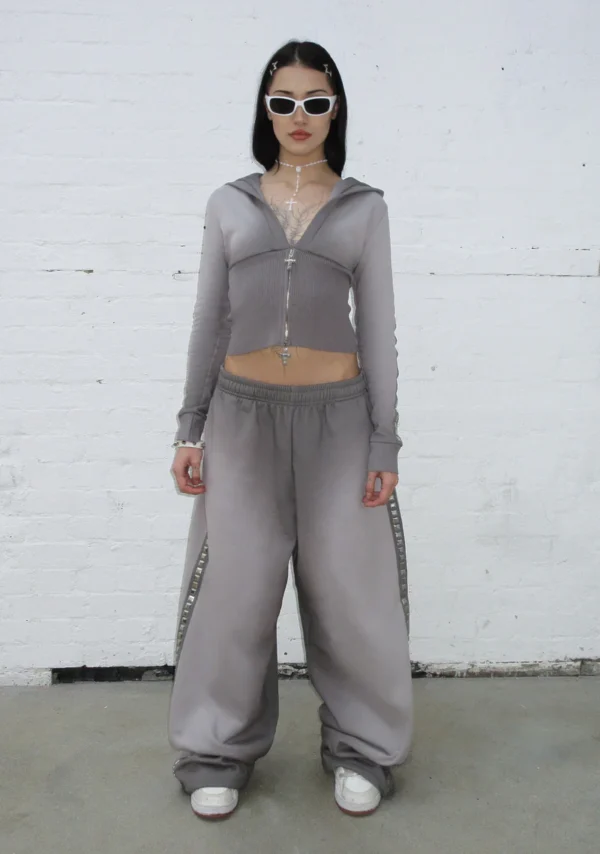 Rumour Studded Oversized Sweatpants Gradient Grey-1
