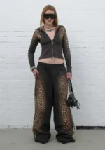 Rumour Studded Oversized Sweatpants Leopard-1