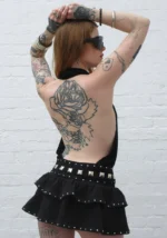 Sleaze Studded Draped Top Black-2