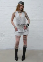 Sleaze Studded Draped Top Grey Marl-3