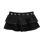 Sleaze Studded Ruffle Micro Skirt Black