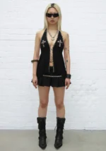 Spoilt Backless Halterneck Top Black-2