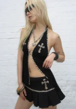 Spoilt Backless Halterneck Top Black-3