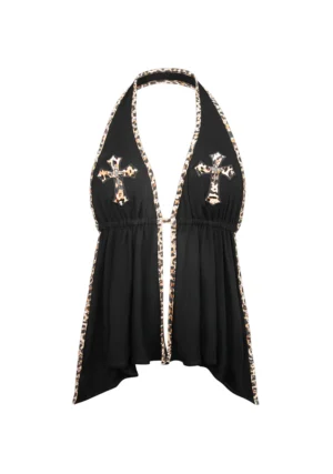 Spoilt Backless Halterneck Top Black