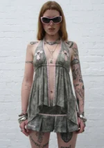 Spoilt Backless Halterneck Top Tree Camo-5