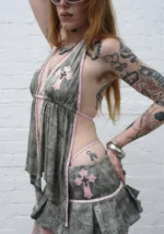 Spoilt Backless Halterneck Top Tree Camo-6