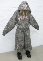 Spoilt Crop ZIP Hoodie Tree Camo-1