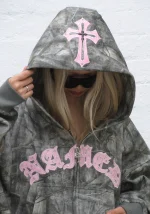 Spoilt Crop ZIP Hoodie Tree Camo-4