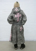 Spoilt Crop ZIP Hoodie Tree Camo-5