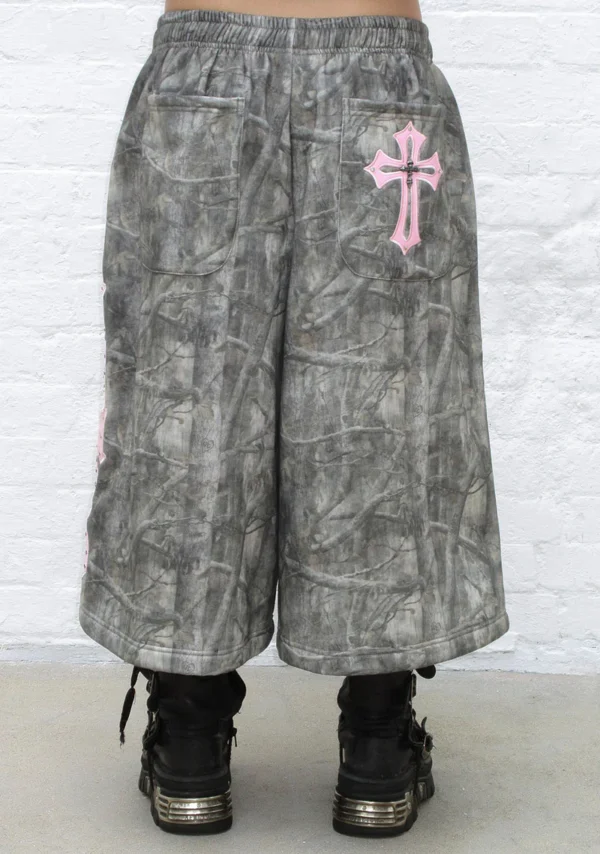 Spoilt Oversized Sweatshorts Tree Camo-3