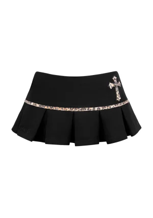 Spoilt Pleated Micro Skirt Black