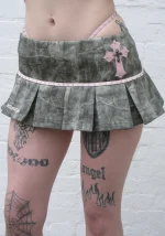 Spoilt Pleated Micro Skirt Tree Camo-5