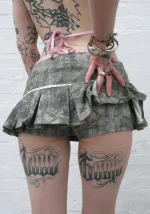 Spoilt Pleated Micro Skirt Tree Camo-6