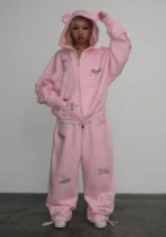 Stitch Teddy Oversized Sweatpants Baby Pink-1